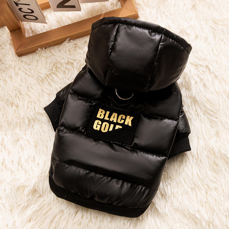 Black gold down jacket two legs