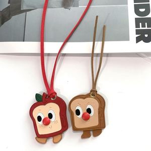 Toast & Croissant Keychain - Cute Cartoon Food Bag Pendant, Creative Leather <b>Backpack</b> Accessory for Schoolbag/business Gifts - Product Image 3