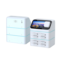 Écran publicitaire 8 emplacements, station de location de batteries externes en ABS ignifuge, système POS intelligent, NFC, recharge partagée, microphone, écouteurs