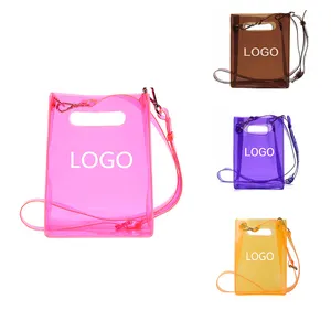 Wholesale PVC Ladies Straps Shoulder Bag Clear Crossbody Women's Messenger Bags with Metal Hook and D cut Handles