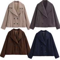 Femmes automne 2025 nouvelle mode décontractée tempérament revers manteau à double boutonnage rétro femmes à manches longues chic manteau en laine