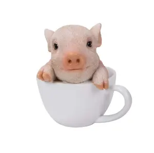 수지 귀여운 찻up 돼지 애완 동물 동반자 컬렉션 장식 동상