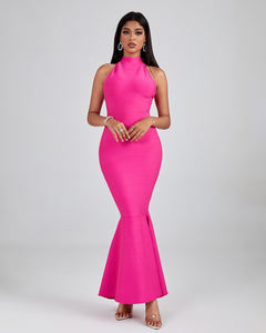 Ocstrade Trending Product Elegante vestido informal Halter Sin espalda Sin mangas Sólido <span class=keywords><strong>Maxi</strong></span> Sirena Para Mujeres Vestido de vendaje - Product Image 2