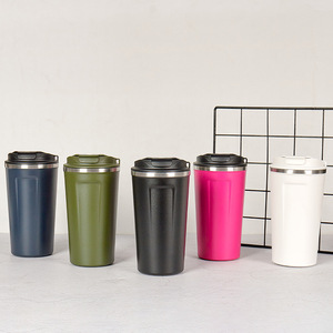 Hot Sale Wholesale 380ML/510ML Stainless Steel Travel Mugs with Handle and Lid Rubber Grip Thermal Insulated LED Lid - Product Image 1