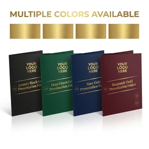 Cartella Portadocumenti <span class=keywords><strong>di</strong></span> Lusso Nera con Lamina Oro, Porta Documenti Pieghevole Premium, Logo Personalizzato, Cancelleria <span class=keywords><strong>di</strong></span> Alta Qualità - Product Image 6