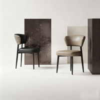Chaise de salle à manger minimaliste italienne avec cadre en acier et dossier en cuir, tabouret en cuir adapté aux hôtels, restaurants et cafés