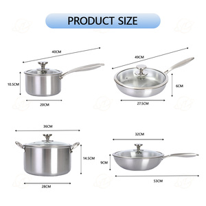 Billion Batterie de cuisine moderne minimaliste en acier inoxydable 304, comprenant marmite à soupe épaissie, faitout et poêle à frire - Product Image 4