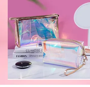 Reise bad PVC transparente wasserdichte Regenbogen Make-up Tasche Kosmetik tasche für Dame