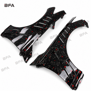 Parafanghi in fibra di carbonio rossa forgiata stile V2 per kit carrozzeria Infiniti Q50, parafanghi. - Product Image 1