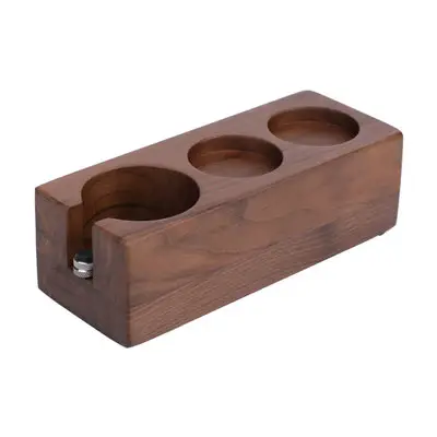 Wooden Non Slip Food Safe Three holes Coffee Tamping Espresso Station Coffee Tamper Holder for Cafe Home office