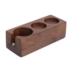 Wooden Non Slip Food Safe 3 Holes Coffee Tamping Espresso Station Coffee Tamper Holder For Cafe Home Office