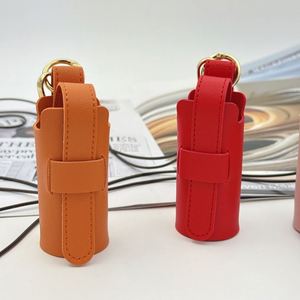 Fashion Portable PU Leather <b>Lipstick</b> Keychain Holder Long Strap Hanging Neck Case Chains Protective Case for Lip Gloss Lip Balm - Product Image 3