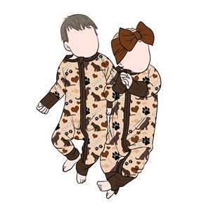 定制竹制婴儿连衫裤长袖枕木双向拉链闭合连衫裤学步婴儿睡衣 - Product Image 4