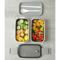 Boîte à bento empilable en métal Inox pour adulte étudiant bureau école acier inoxydable coréen Tiffin Double couche isolée boîte à lunch