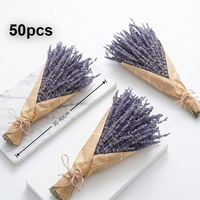 Buket Bunga Lavender Kering Alami Anti Bau, Rangkaian Lavender Kering untuk Dekorasi Lemari, Vas, Pernikahan, Kerajinan DIY
