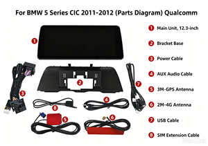 Radio multimedia para coche Android HD de 12,3 pulgadas, reproductor multimedia inalámbrico con pantalla táctil LCD para BMW Serie 5 F10 F11 CIC 2011-2013 - Product Image 3