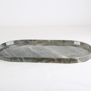Modern Melamine Oval Tray <b>Black</b> White Marble Pattern Serving Platter Kitchen Decor - Product Image 2