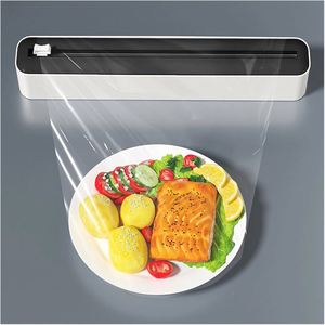 Preservative Film Tools Convenient <b>Plastic</b> Wrap Dispenser Cling Wrap Dispenser With Cutter - Product Image 3