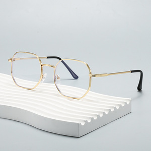 Geometric Men's Eyeglasses <b>Frames</b> Full-<b>Frame</b> Metal Blue Light Protection Plain Lenses For <b>Large</b> Faces Korean Style - Product Image 2