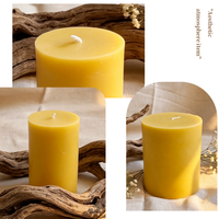 Bougie cylindrique en cire d'abeille semi-artisanale sans fumée, style européen, pour la décoration intérieure des églises, salles de prière et salles de culte bouddhistes