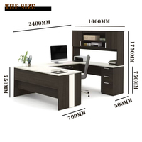 Bureau en U avec rangement, tiroirs utilitaires et bibliothèque, ensemble de bureau pour la maison, personnalisation d'usine