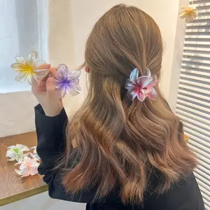 Aksesori Wanita klip cakar rambut cakar bunga plastik musim panas manis 8CM bunga