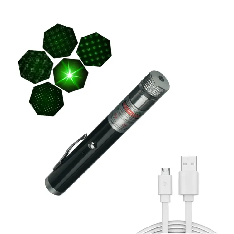휴대용 미니 내장 배터리 USB 충전 녹색 레이저 포인터 523nm 표시기 티칭 펜 제조사 직판