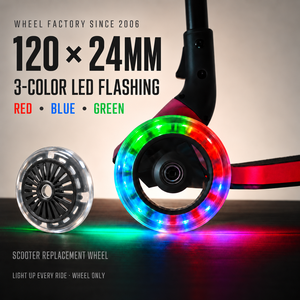 Ruedas de Repuesto de 120 mm y 80 mm con Luces LED de PU para Patinete, Juego de Ruedas Delanteras/Traseras para Niños, Patinete Plegable de 3 Ruedas con Freno de Pie y Rodamientos de Bolas OEM - Product Image 5