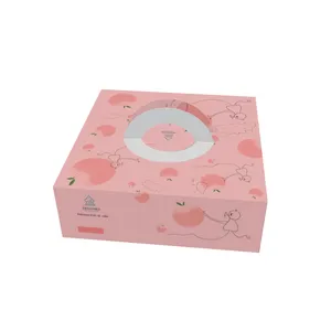 Pink Wedding Favor Designs Round Cylinder Square Packing For 10 12\" Inch, Tall Cheese Cake Paper Boxes With Clear Window/