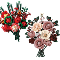 2026 Bouquet Building Blocks Mainan Konstruksi 40-Piece DIY Blok Bunga Plastik Uniseks Hadiah Hari Valentine Tahun Baru