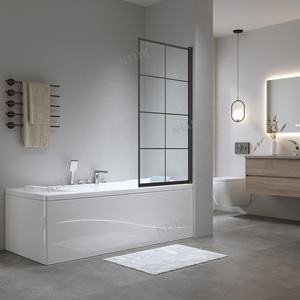 Grille noire Offre Spéciale facile à nettoyer panneau de verre unique charnière à pivot écran de douche écran de <span class=keywords><strong>baignoire</strong></span> - Product Image 2