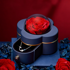 Regalo de San Valentín o Cumpleaños, Rosa Eterna en Forma de Trébol de Cuatro Hojas, Caja de Acrílico <span class=keywords><strong>para</strong></span> Regalo, Caja <span class=keywords><strong>para</strong></span> Anillo de Diamantes - Product Image 1