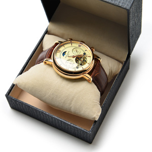 custom logo luxury gift flat wrist brand aluminium metal mechanical watch band wooden strap case box packaging watch boxes