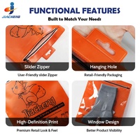 Impresión personalizada esmerilado grueso reutilizable deslizante cremallera bolsa plana ventana transparente plástico PVC calcetín bolsas de embalaje con agujero para colgar