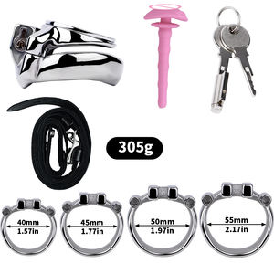 Yeni stil düz Chastity kafes erkek görünmez paslanmaz çelik bekaret kemeri cihazı düz horoz kafes - Product Image 5