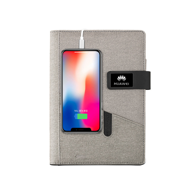 Organizador de cables largo con hebilla negra para power banks de 8000 - gris