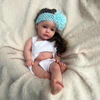 Poupées de bébé en silicone de 20 pouces, entièrement faites à la main, anatomiquement correctes, fille brune avec de longs cheveux implantés, pour accessoires de photographie