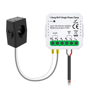 Medidor de Energía Bidireccional Inteligente WiFi Tuya con Pinza Amperimétrica de 80A, Monofásico, para Monitoreo de Energía Solar Fotovoltaica, Estadísticas de Energía en Tiempo Real a través de la Aplicación - Product Image 1