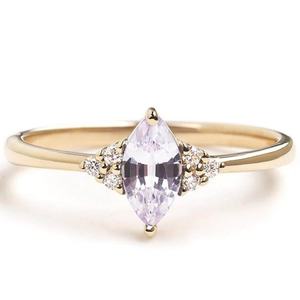 Quartz lavande en forme de goutte d'eau en or 14 carats avec diamant, quartz lavande tendance pour mariage - Product Image 3