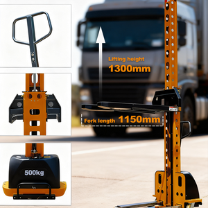 NRT Lift kargo kecil Forklift, Lift Mini Stacker 500-1500kg portabel baterai asam timbal pengangkat barang truk angkat - Product Image 5