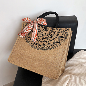 Vente en gros de sacs à provisions en jute uni imprimés sur mesure grand sac fourre-tout en jute naturelle écologique - Product Image 5