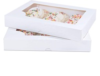 Boîtes à beignets blancs boîtes de boulangerie en papier personnalisées avec fenêtre automatique grandes boîtes à pâtisserie biscuits dessert emballage en gros