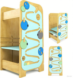 Taburete de cocina multiusos para niños pequeños <span class=keywords><strong>Pikler</strong></span>, almohadillas de fieltro antideslizantes para torre de actividades de madera de altura ajustable todo en uno - Product Image 1