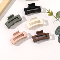 Barrettes à cheveux en plastique mat coréen personnalisées ODM, barrettes à cheveux tendance et douces pour filles, barrettes à cheveux carrées givrées de 4,5 cm, couleur Morandi