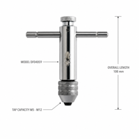 Clé à cliquet en T pour taraudage M5-M12, mandrin hexagonal auto-centrant, outil de taraudage manuel réversible à cliquet pour filetage métallique