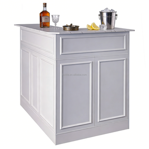 Wood L-Shaped Bar Table <strong>Corner</strong> Display <strong>Cabinet</strong> 4-Tier Liquor Wine Glass Storage Modern MDF Panel <strong>White</strong> Floor Mount Home - Product Image 3
