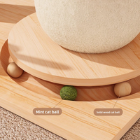 Menara Pohon Kucing Kayu Sisal Multifungsi Modern untuk Ruangan Kecil, Model Jamur Kelapa dengan Mainan