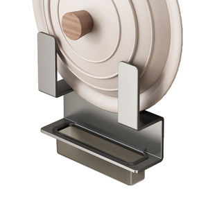 <span class=keywords><strong>Étagère</strong></span> murale multifonctionnelle en acier au carbone non perforé pour couvercles de casseroles avec bac de récupération des gouttes, sans perçage, pour <span class=keywords><strong>rangement</strong></span> de <span class=keywords><strong>cuisine</strong></span> - Product Image 5
