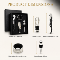 SHUNSTONE Coffret Cadeau Promotionnel d'Accessoires pour le Vin Tire-bouchon Bouchon Verseur Anneau avec Boîte en Carton Ensemble Ouvre-bouteille pour Amateurs de Vin