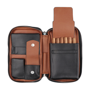 Hot Sale Travel Cigar Case Genuine Leather Cigar Pouch Box for 5-6 Cigars